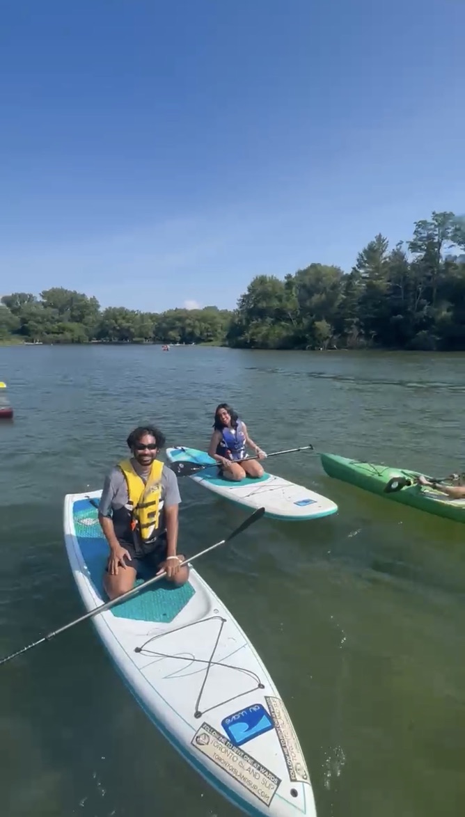 Paddle boarding on the water